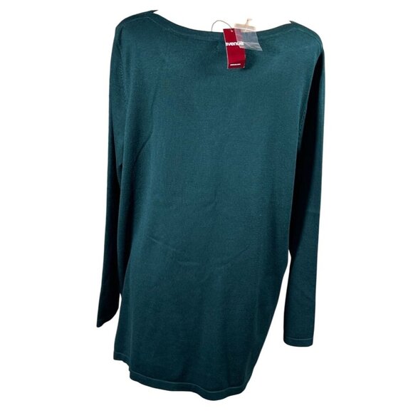 New Avenue Women's Sweater Hunter Green Keyhole Silver Stud Size 18/20 - Picture 3 of 8
